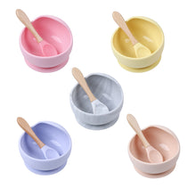 Load image into Gallery viewer, 1 Set Silicone Baby Feeding Bowl Sets Waterproof Spoon Non-Slip Feedings Silicone Bowl Tableware Teeth Baby Feeding Supplies