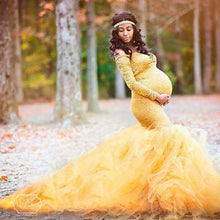 Load image into Gallery viewer, Long Sleeve Maternity Gown Lace Maxi Dress Photography Props Dresses splice Mesh Maternity Dresses For Photo Shoot Clothes
