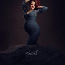 Load image into Gallery viewer, Long Sleeve Maternity Gown Lace Maxi Dress Photography Props Dresses splice Mesh Maternity Dresses For Photo Shoot Clothes