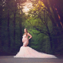 Load image into Gallery viewer, Long Sleeve Maternity Gown Lace Maxi Dress Photography Props Dresses splice Mesh Maternity Dresses For Photo Shoot Clothes