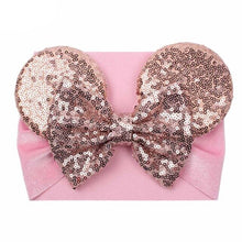 Load image into Gallery viewer, Fashion Baby Headbands Soft Velvet Newborn Glitter Bowknot Red Pink Color Turban Caps Christmas Bow Baby Hats