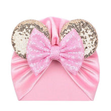 Load image into Gallery viewer, Fashion Baby Headbands Soft Velvet Newborn Glitter Bowknot Red Pink Color Turban Caps Christmas Bow Baby Hats