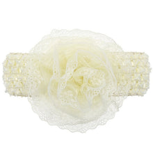 Load image into Gallery viewer, Withe Lace Crystal Bow Flower Baby Headbands for girl Elastic Baby Accessories Kids headwear Newborn hairbands photography prop
