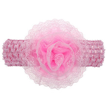Load image into Gallery viewer, Withe Lace Crystal Bow Flower Baby Headbands for girl Elastic Baby Accessories Kids headwear Newborn hairbands photography prop

