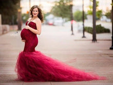 Load image into Gallery viewer, Long Sleeve Maternity Gown Lace Maxi Dress  Photography Props Dresses splice Mesh Maternity Dresses For Photo Shoot Clothes
