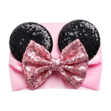 Load image into Gallery viewer, Fashion Baby Headbands Soft Velvet Newborn Glitter Bowknot Red Pink Color Turban Caps Christmas Bow Baby Hats
