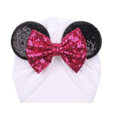 Load image into Gallery viewer, Fashion Baby Headbands Soft Velvet Newborn Glitter Bowknot Red Pink Color Turban Caps Christmas Bow Baby Hats
