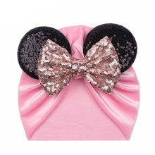 Load image into Gallery viewer, Fashion Baby Headbands Soft Velvet Newborn Glitter Bowknot Red Pink Color Turban Caps Christmas Bow Baby Hats
